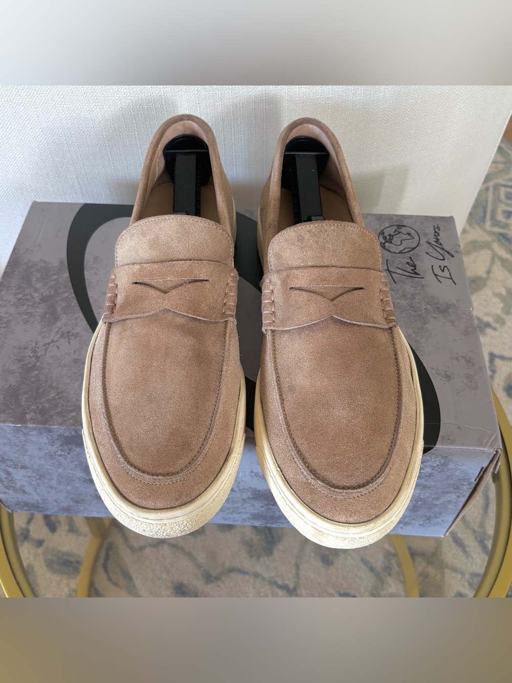 Brunello Cucinelli Men Suede Loafers 43.5 10.5 Taupe Beige Sneaker Shoes Italy